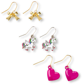 Children's Place Love and unicorn earrings 3-pack