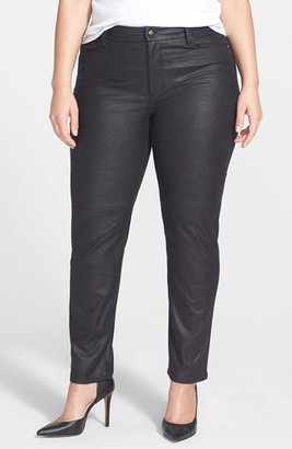 NYDJ 'Sheri' Coated Stretch Skinny Jeans (Black) (Plus Size)