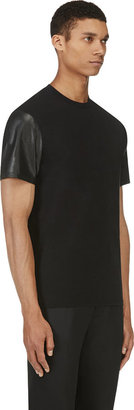 Neil Barrett Black Leather Sleeve T-Shirt