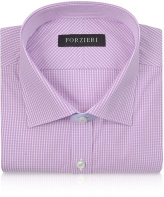 Forzieri Slim Fit White and Pink Check Cotton Dress Shirt