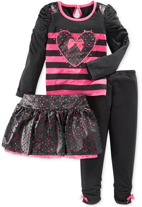 Nannette Little Girls' 3-Piece Striped Top, Skirt & Leggings Set
