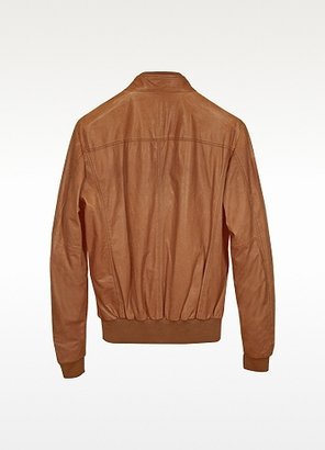 Forzieri Tan Leather Bomber Jacket