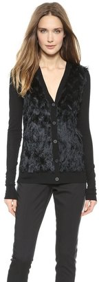 Vera Wang Collection Fringed Front Cardigan