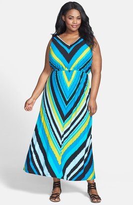 Calvin Klein Stripe Maxi Dress (Plus Size)