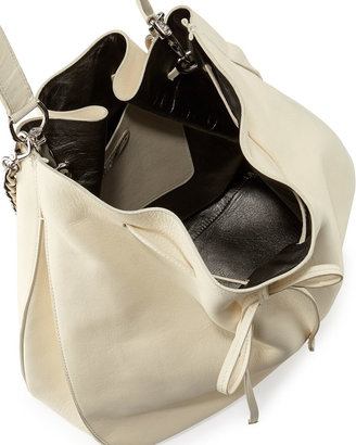 Ralph Lauren Calfskin Bucket Hobo Bag, Off White