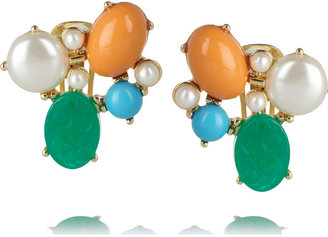 Kenneth Jay Lane Gold-plated multi-stone clip earrings