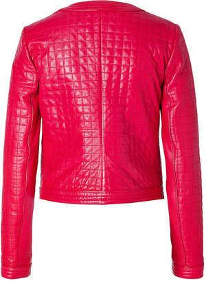 Roberto Cavalli Quilted Leather Jacket in Coral