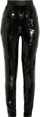 Jason Wu Sequined silk-satin tapered pants