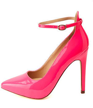 Charlotte Russe Neon Ankle Strap Pointed Toe Pumps