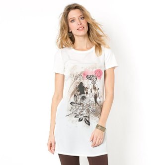 Anne Weyburn Dual Fabric Tunic Style Photo Print T-Shirt