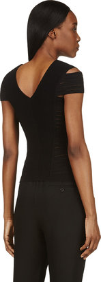 Versace Black Ribbed & Slit Stretch Shirt