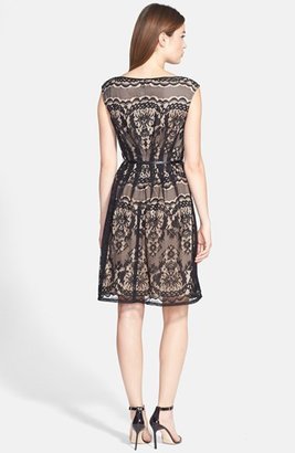 Adrianna Papell Belted Lace Fit & Flare Dress (Regular & Petite)