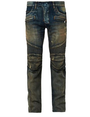 Balmain Distressed denim biker jeans