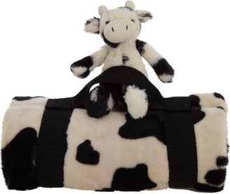 Jellycat Bashful Cow Blanket/Rattle Travel Set-Multi