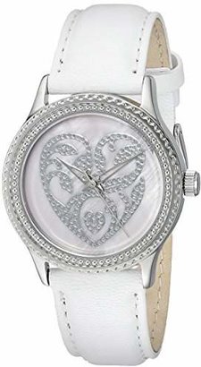 Mother of Pearl The P.S. Collection by Arjang and Co. Women's PS-1006S-WH "Pink Wedding Hearts Dial White Leather Strap Watch