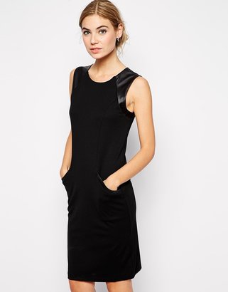 B.young Raja Sleeveless Dress With Faux Leather Trim
