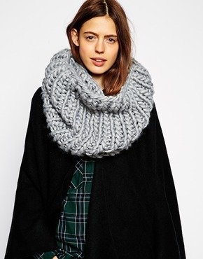 ASOS Chunky Hand Knit Funnel Snood - Grey