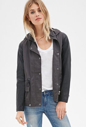 Forever 21 Contemporary Life in Progress Hooded Utility Jacket