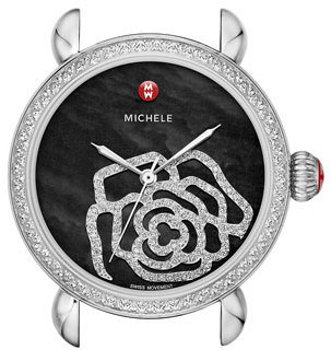 Michele CSX Jardin Diamond-Dial Watch Head, Black