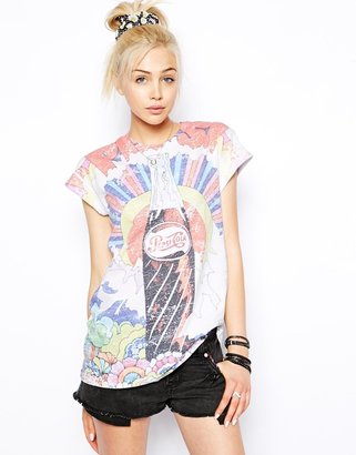 ASOS COLLECTION Boyfriend T-Shirt with All Over Pepsi Print