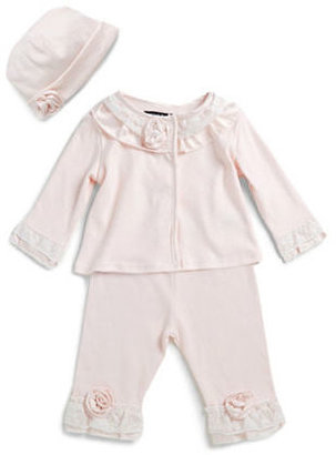 Wendy Bellissimo Baby Girls Rosette Top Pant and Hat Set