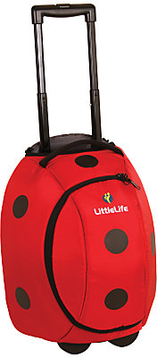 LittleLife Ladybird Wheelie Bag, Red/Black