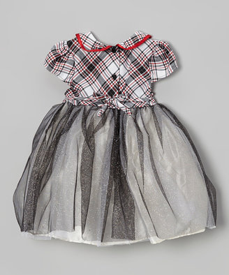 Youngland Red & Black Plaid Overlay Dress & Diaper Cover - Infant