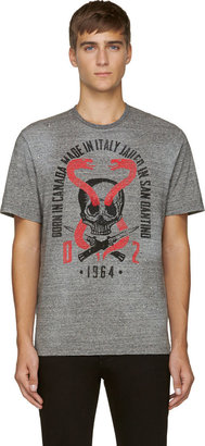 DSquared 1090 Dsquared2 Grey Snake & Skull T-Shirt