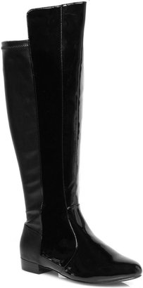 Evans Black Patent Over the Knee Boots