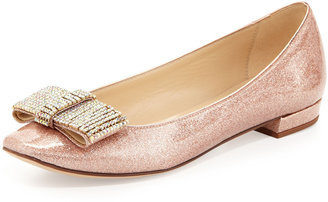Kate Spade Niesha Flat With Sparkle Bow, Rose Gold