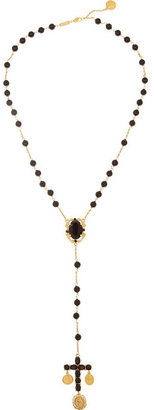 Dolce & Gabbana + V&A gold-plated, onyx and glass rosary necklace