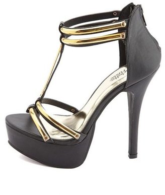 Charlotte Russe Metallic Plated Double T-Strap Heels
