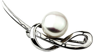 A B Davis Small Twisted Brooch With Pearl, Silver