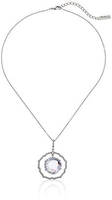Nina Pyxis Round Cubic Zirconia with Scalloped Halo on Standard Chain Pendant Necklace