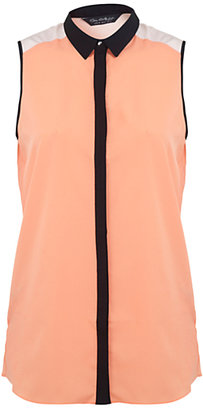 Miss Selfridge Sleeveless Colour-Block Shirt, Multi