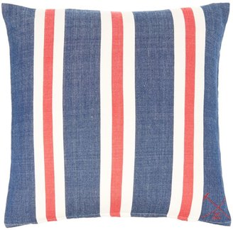 Linea Oversized woven stripe cushion, navy