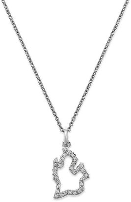 Diamond Michigan State Pendant Necklace in Sterling Silver (1/10 ct. t.w.)