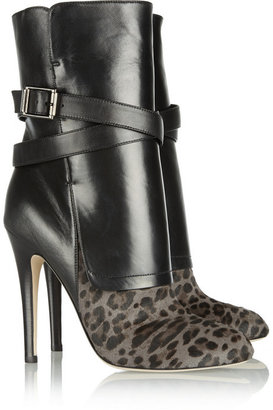Jimmy Choo Leopard-print calf hair and nappa leather ankle boots