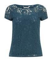 Alice & You Womens Dark Teal Lace Tee- Blue