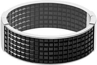 DKNY Stainless Steel Black Glass Stone Thin Bangle