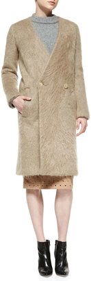 No.21 Mohair Collarless Coat, Camel