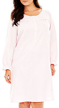 JCPenney Adonna Long-Sleeve Brushed-Back Satin Nightgown - Plus