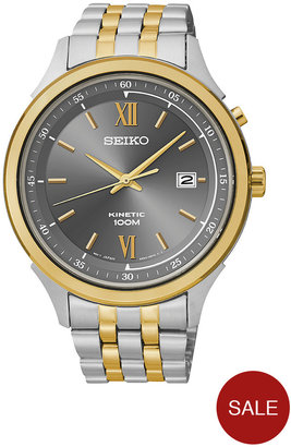 Seiko Stainless Steel And Gold-plated Two-Tone Kinetic Mens Watch