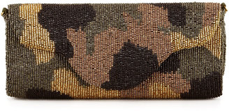 Moyna Camouflage Beaded Clutch Bag, Olive
