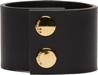 Marni Black Leather Gold Set Horn Bracelet