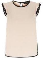 Dorothy Perkins Womens Blush piped flutter sleeve top- Pink
