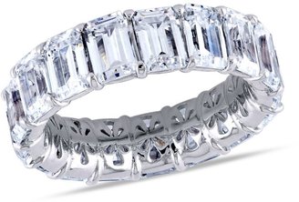 DiamoreTM 15 CT Emerald Cut Cubic Zirconia Eternity Ring in Silver