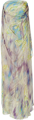 Matthew Williamson Mauve and Peridot Printed Silk Gown