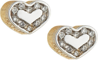 Nanis 18K Brushed Yellow Gold Heart Diamond Post Earrings