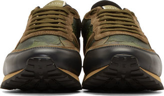 Valentino Olive Suede Butterfly Camo Sneakers